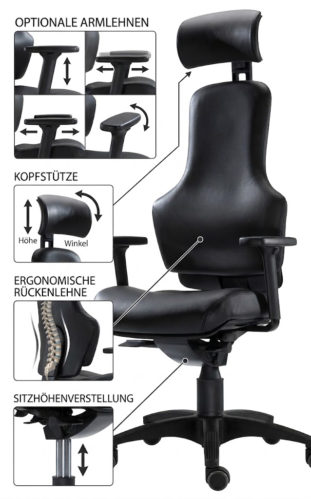 Ortholetic Balance L mit Kopfstütze - Ortho-Bürostuhl