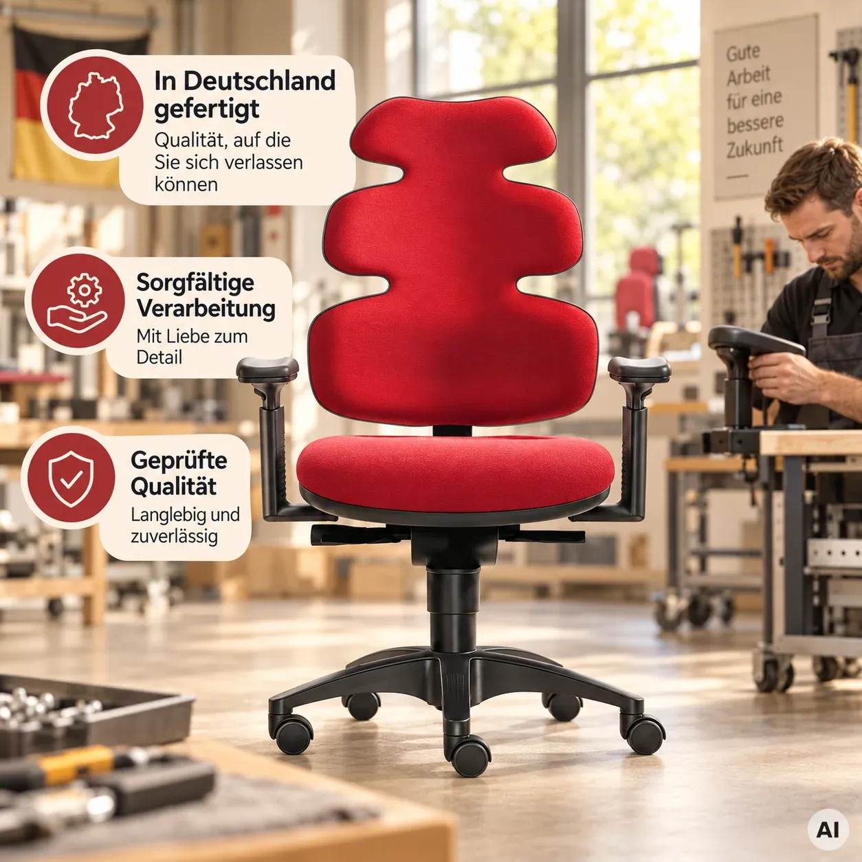 Sun M - Feng Shui Bürostuhl mit besonderer Rückenlehne